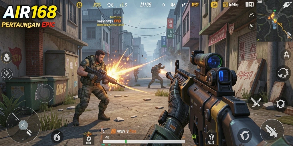 Tangkapan layar menunjukkan aksi seru dalam gameplay FPS AIR168.