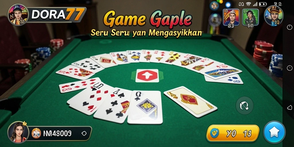 Tampilan gameplay DORA77 yang menampilkan keseruan Gaple.