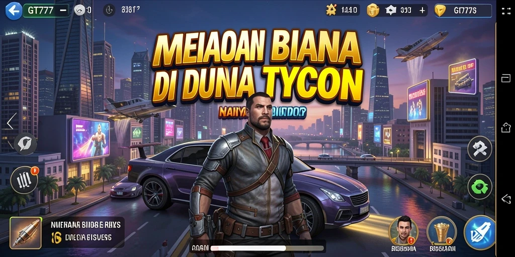 Screenshot utama GT777 menunjukkan gameplay yang mendebarkan dan interaksi bisnis.
