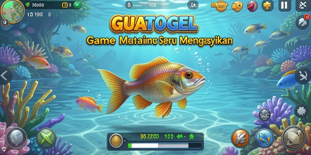 Gameplay seru GUATOGEL dengan aksi memancing yang mendebarkan.