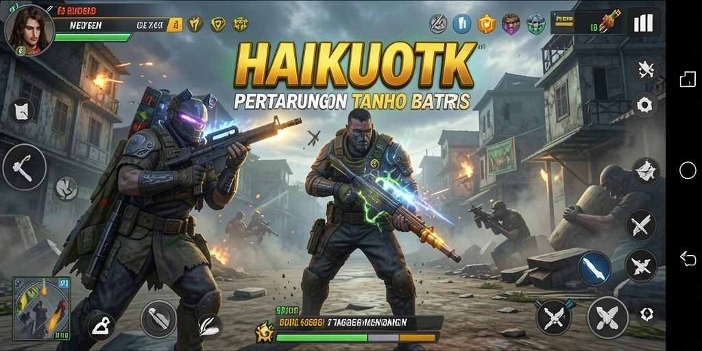 Screenshot HAIKUOTK menampilkan aksi pertarungan yang mendebarkan.