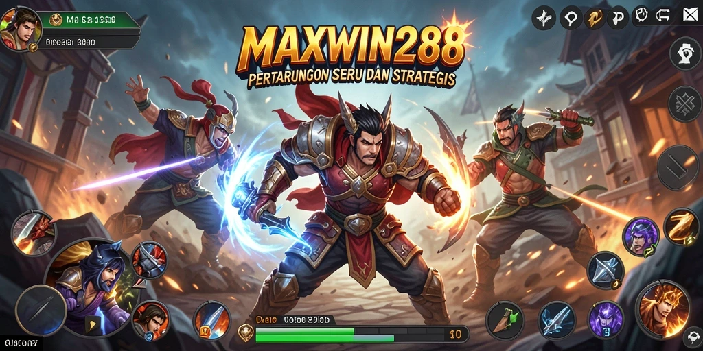 Tampilan gameplay pertarungan di MAXWIN288 yang intens dan kompetitif.