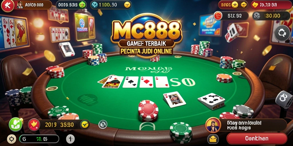 Screenshot gameplay MC888 menampilkan suasana permainan Poker yang seru.