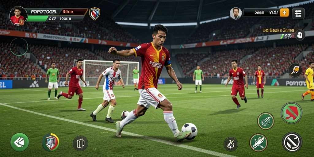 Tampilan menarik dari gameplay <strong>POPOTOGEL</strong> yang mencerminkan pertandingan sepak bola nyata.
