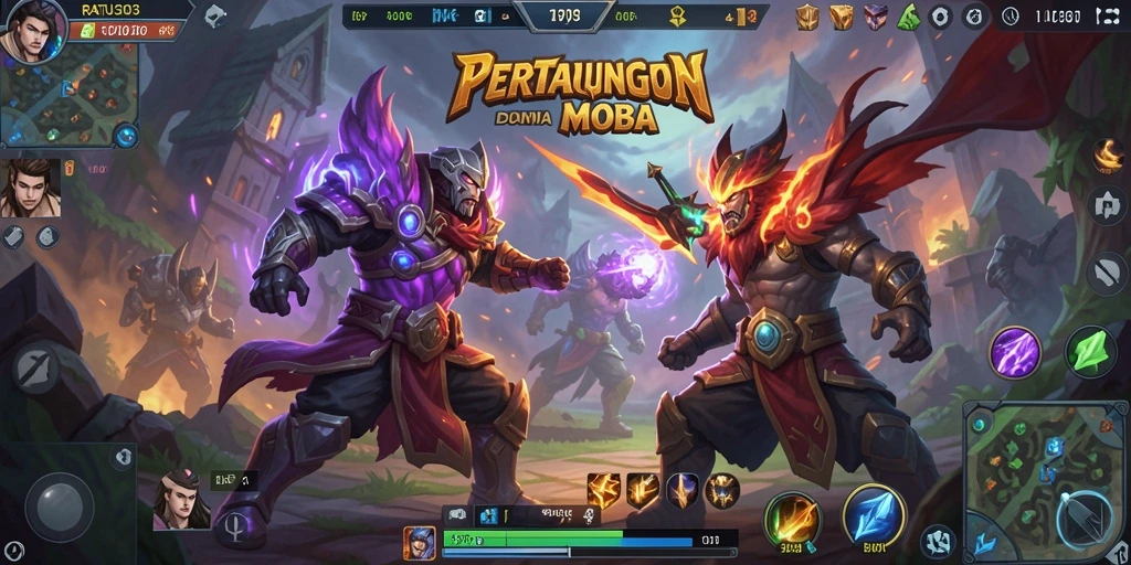 Tampilan aksi mendebarkan dalam permainan MOBA RATU303.