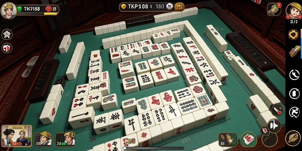 Screenshot utama TKP188 menampilkan gameplay Mahjong yang menyenangkan.